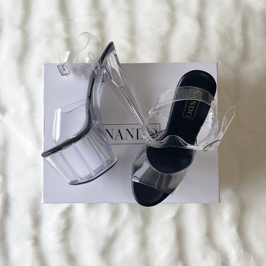 Tacón transparente pedrería 20cm