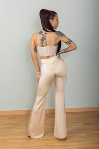 Mono Beige con Corset de Encaje
