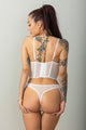 Conjunto Liguero Blanco de Encaje con Corset