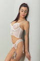 Conjunto Liguero Blanco de Encaje con Corset