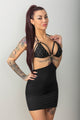 Ver detalles Mini Vestido Cut-Out Negro con Detalles de Brillo