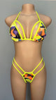 Bikini Neón Psicodélico de Tiras Múltiples