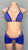 Bikini Azul Royal con Brillos, pareo y Cinturón Dorado