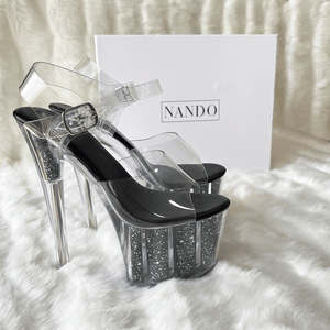 Tacon transparente negro con escarcha - NANDO