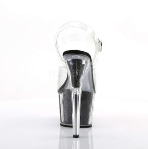 Tacon transparente negro con escarcha