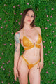 Elegante bikini color dorado de mini lentejuelas