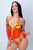 Bikini con estampado en color Naranja de flecos
