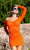 Vestido corto de mujer, color naranja de rejilla